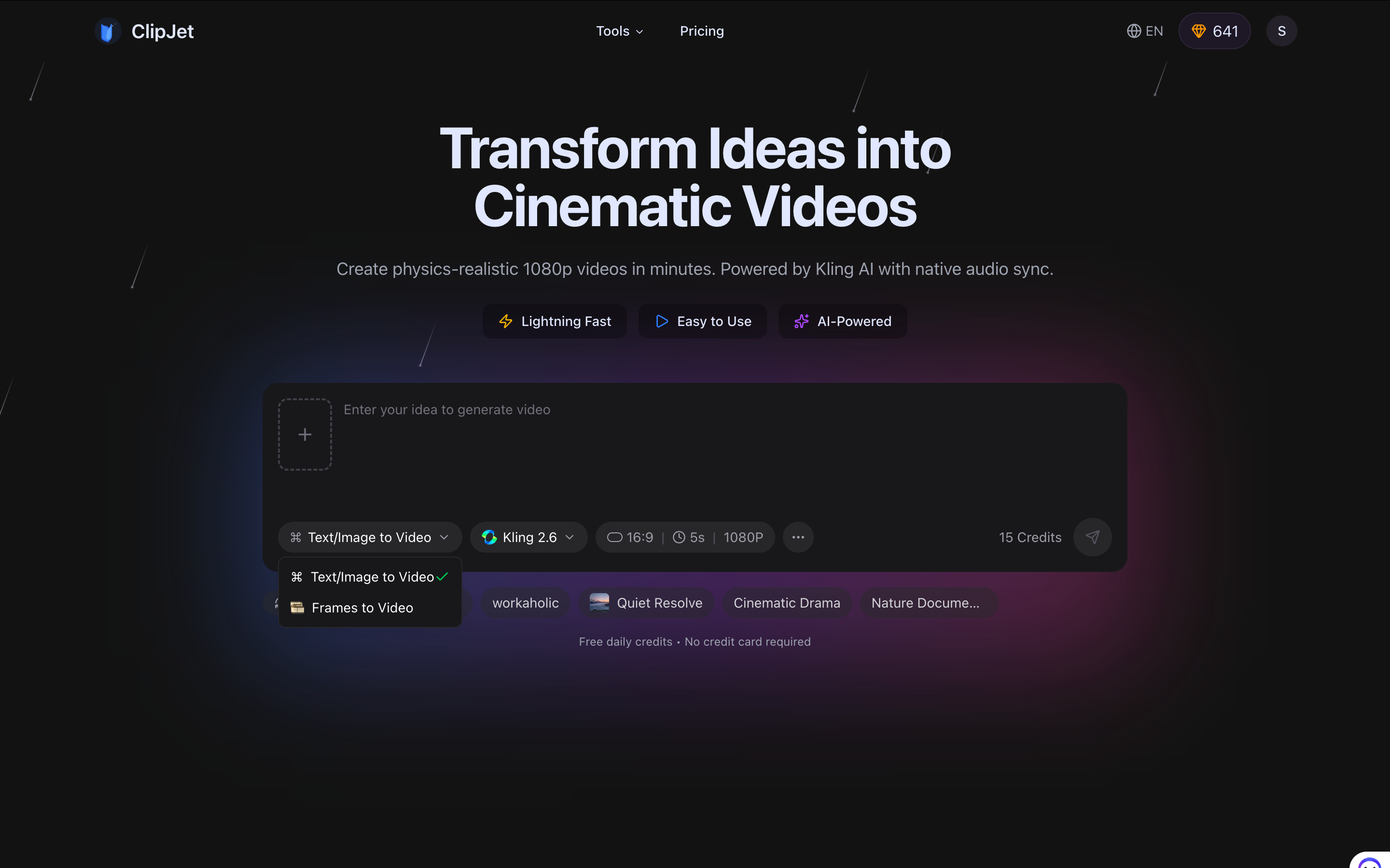 Transform Ideas into Cinematic Videos