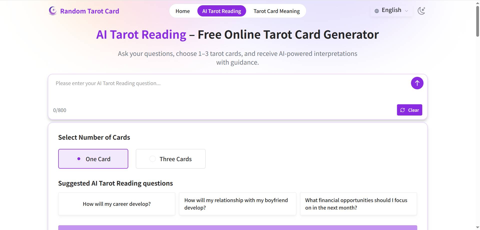 Free AI Tarot Reading and Random Tarot Card Generator Tool