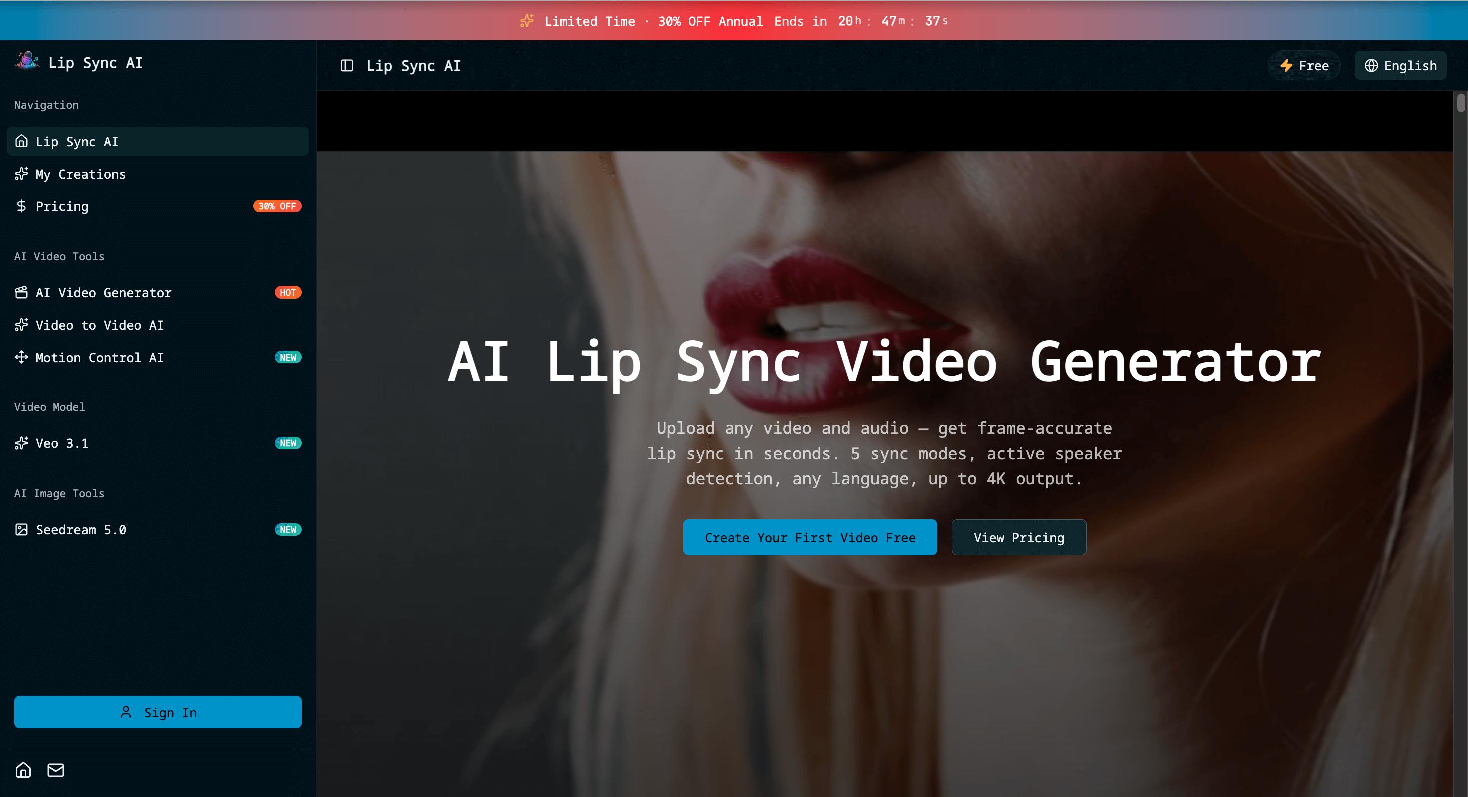 Free AI Lip Sync Video Generator Online