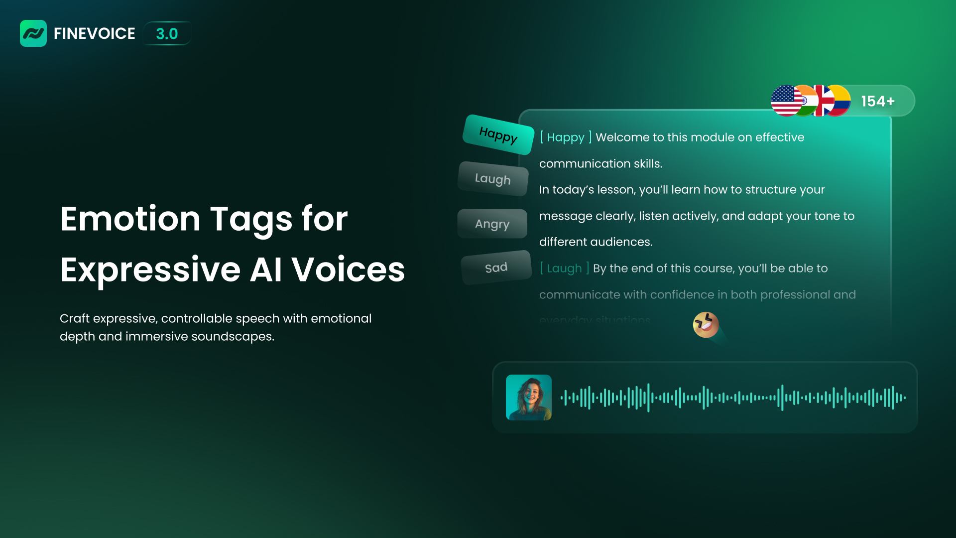 FineVoice Text-to-Speech: AI Voice Generator for Realistic, Multilingual, and Expressive Audio
