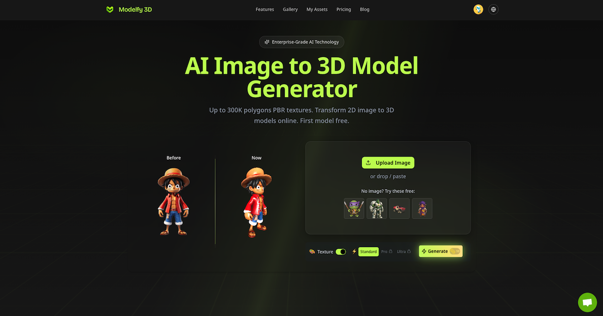 Enterprise-Grade AI Image to 3D Model Generator
