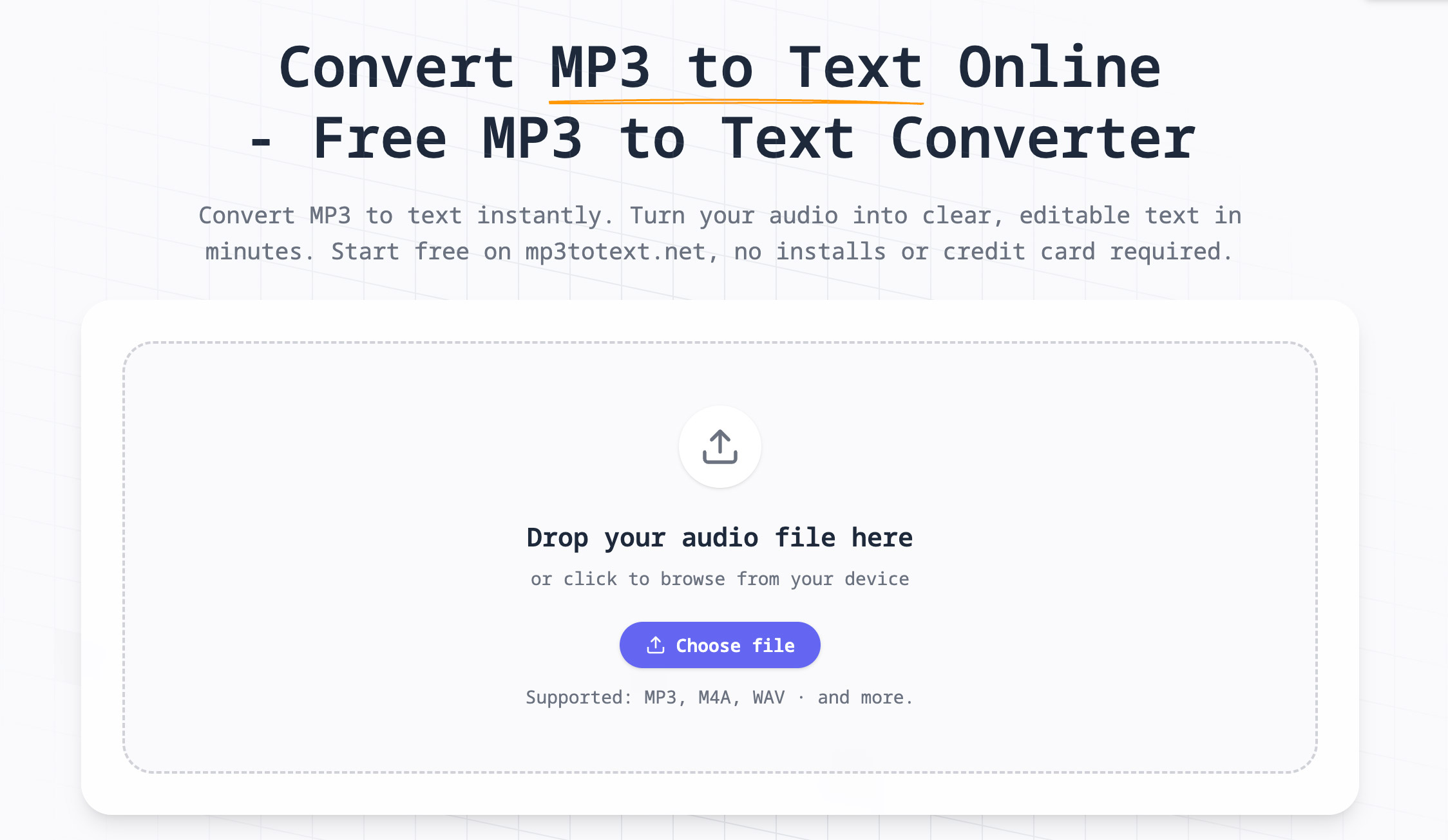 Simple MP3 to Text Online Tool
