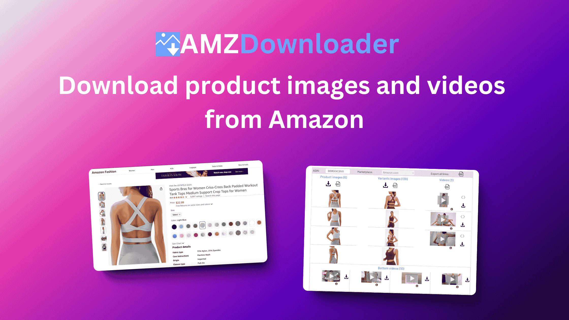 Download images and videos from Amazon product listings in 1-click