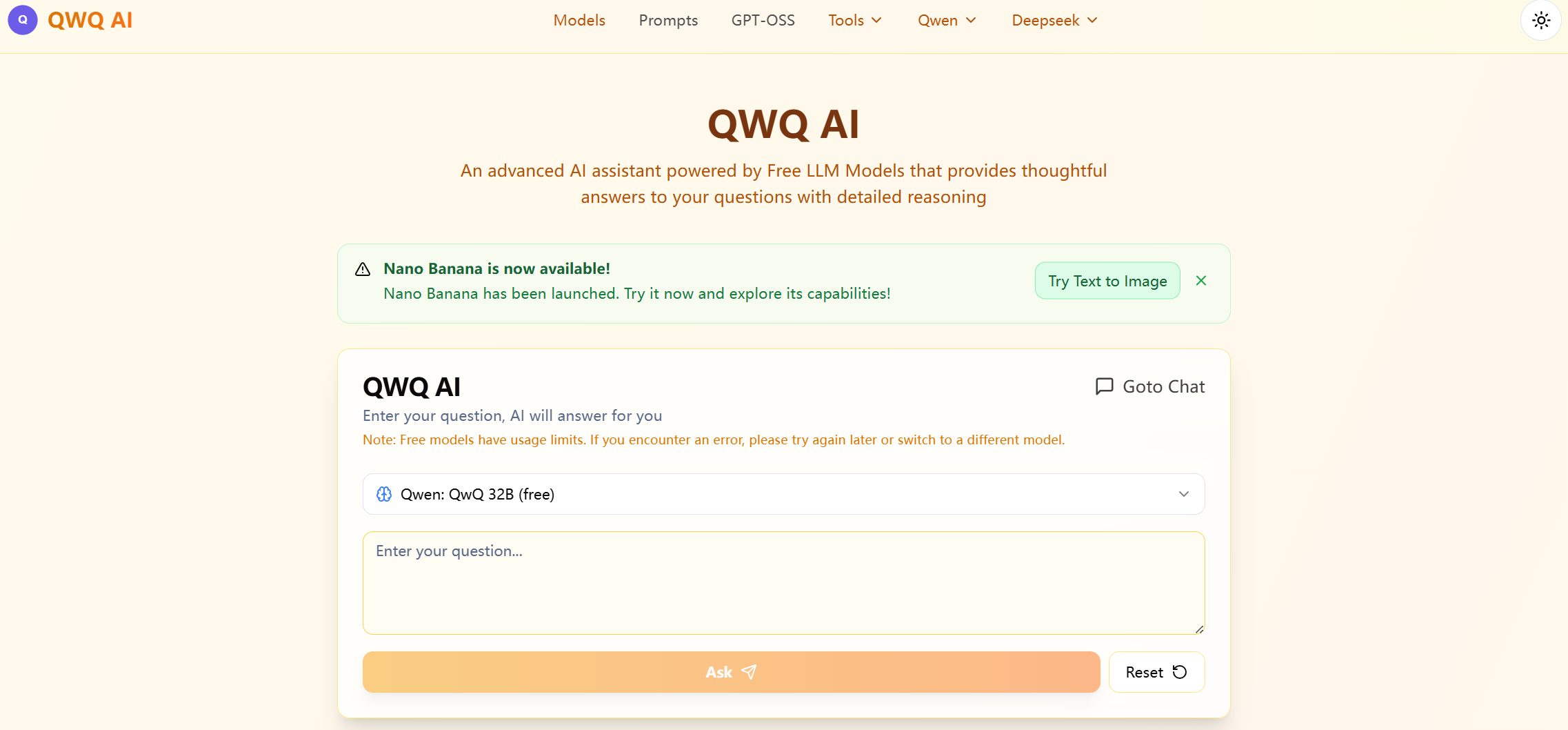 Free AI assistant powered by multiple free models