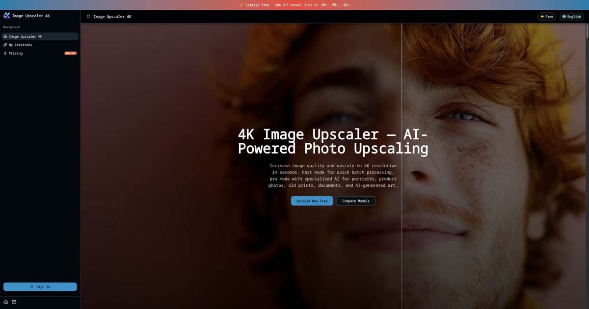 Increase image quality and upscale to 4K resolution in seconds