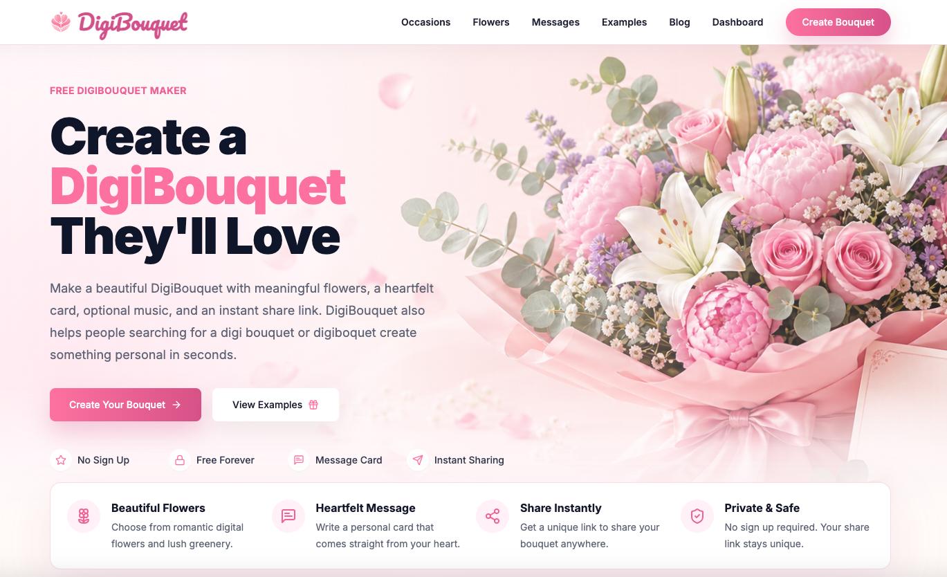 DigiBouquet Maker - Send Digital Flowers Online | digibouquet.cc