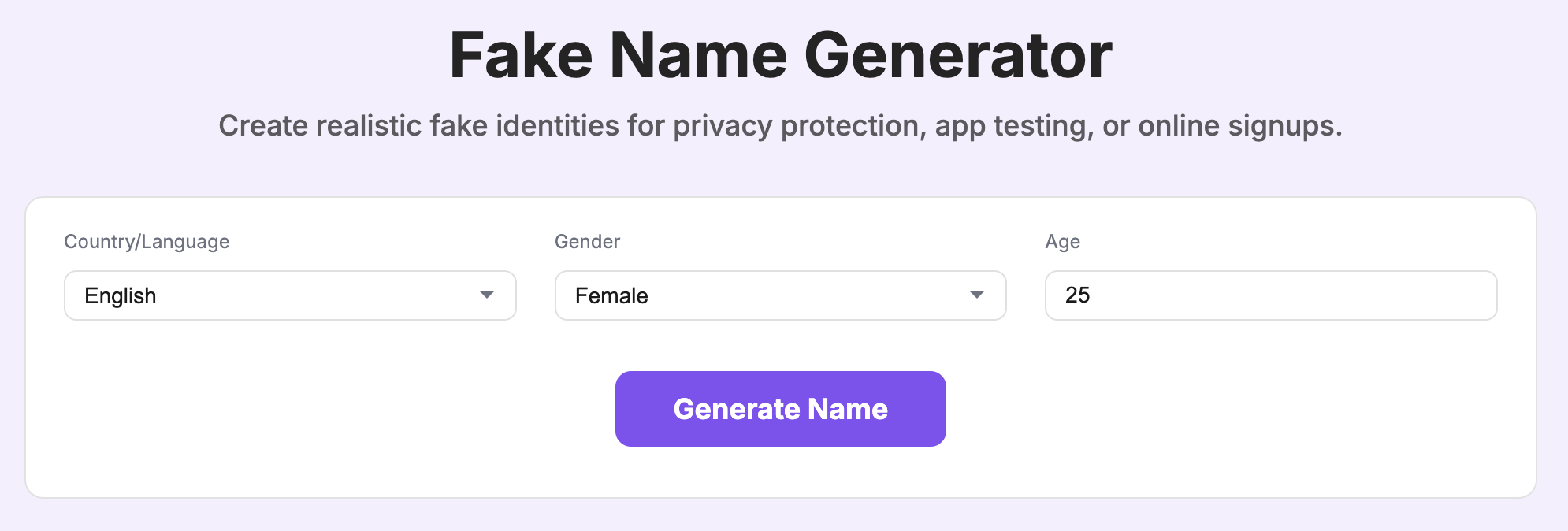 Free Fake Name Generator with Random Identity Details