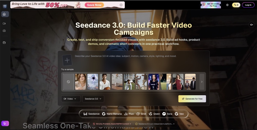 Seedance 3.0 helps creators turn prompts and images into polished AI videos with faster rendering, stable character consistency, smart style controls and production-ready outputs for social campaigns.