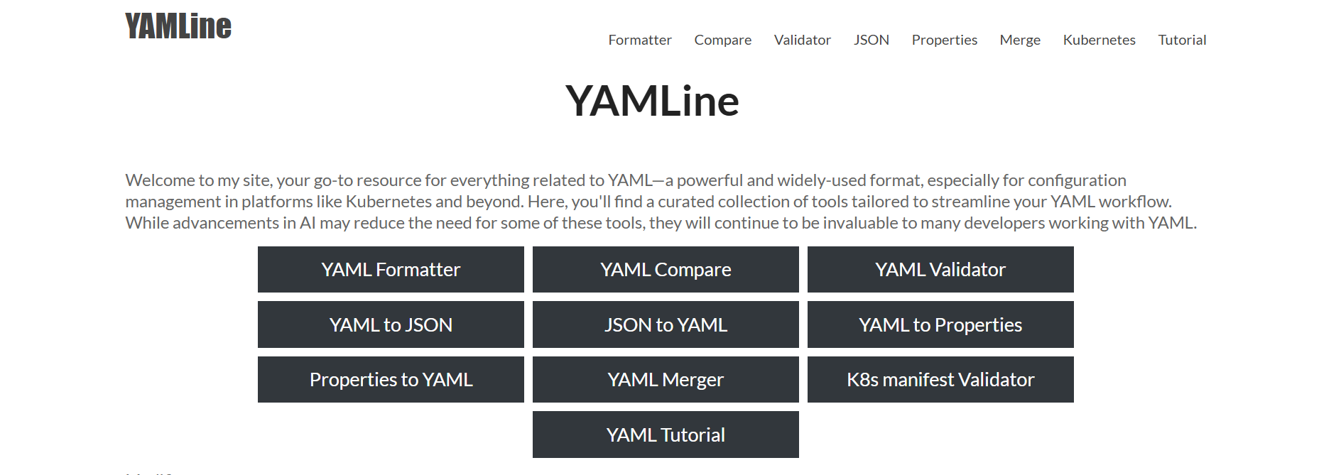 Online YAML tools for developers