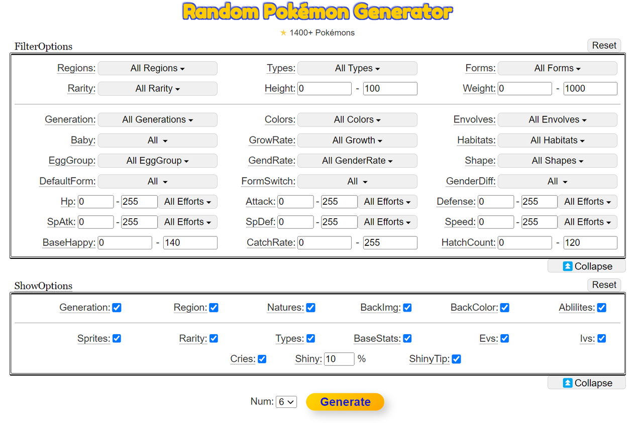 Random pokemon generator