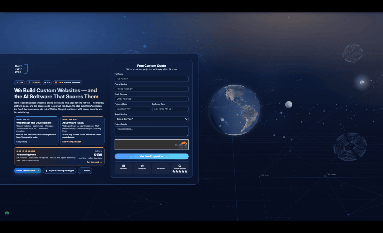 Custom PHP Websites + WebAgentScan SaaS | AI Readiness, MCP Security & Domain Rating – BuiltToWinWeb