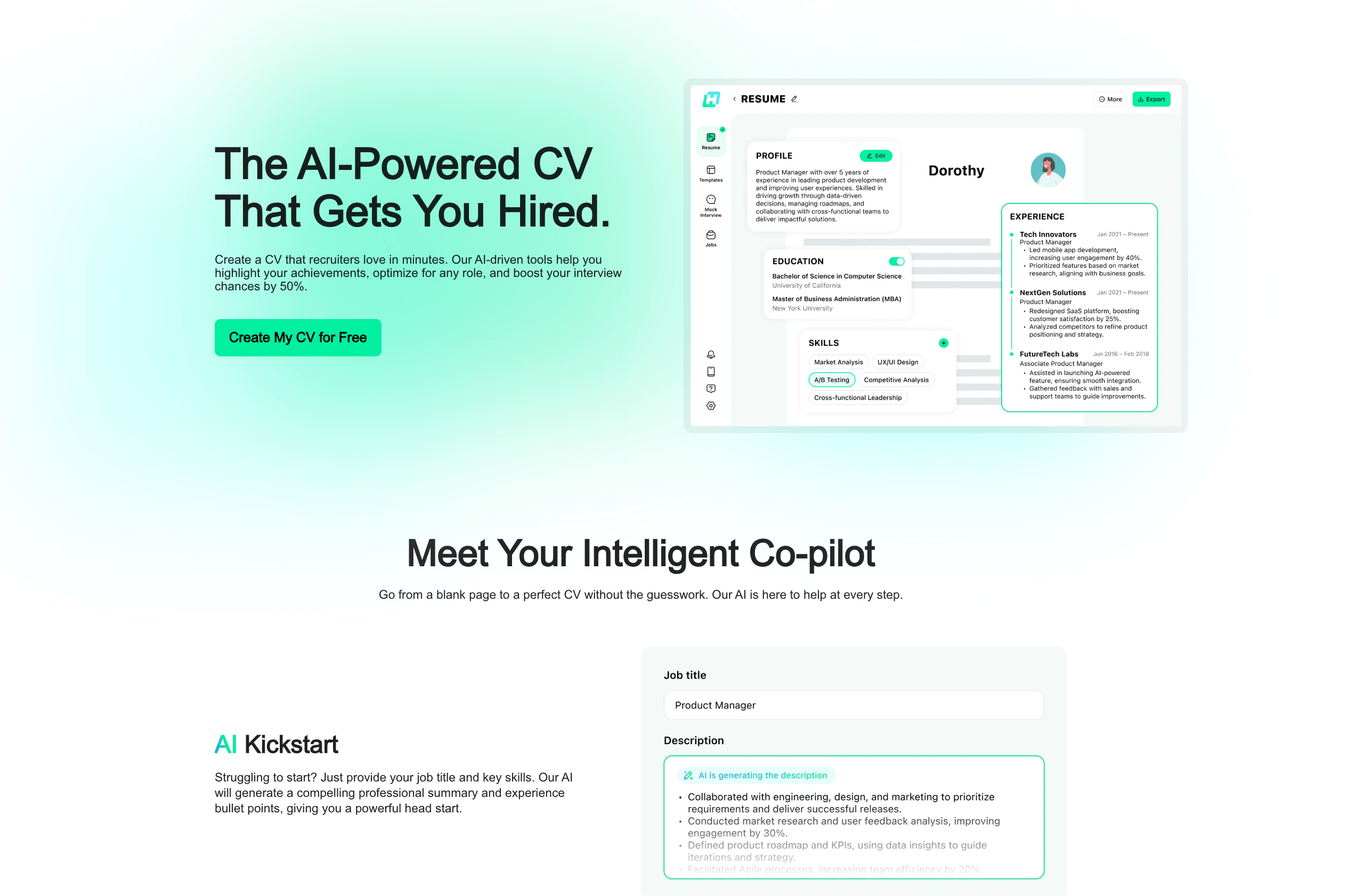 HyperCV.CO : AI Resume Builder: Free & Fast 