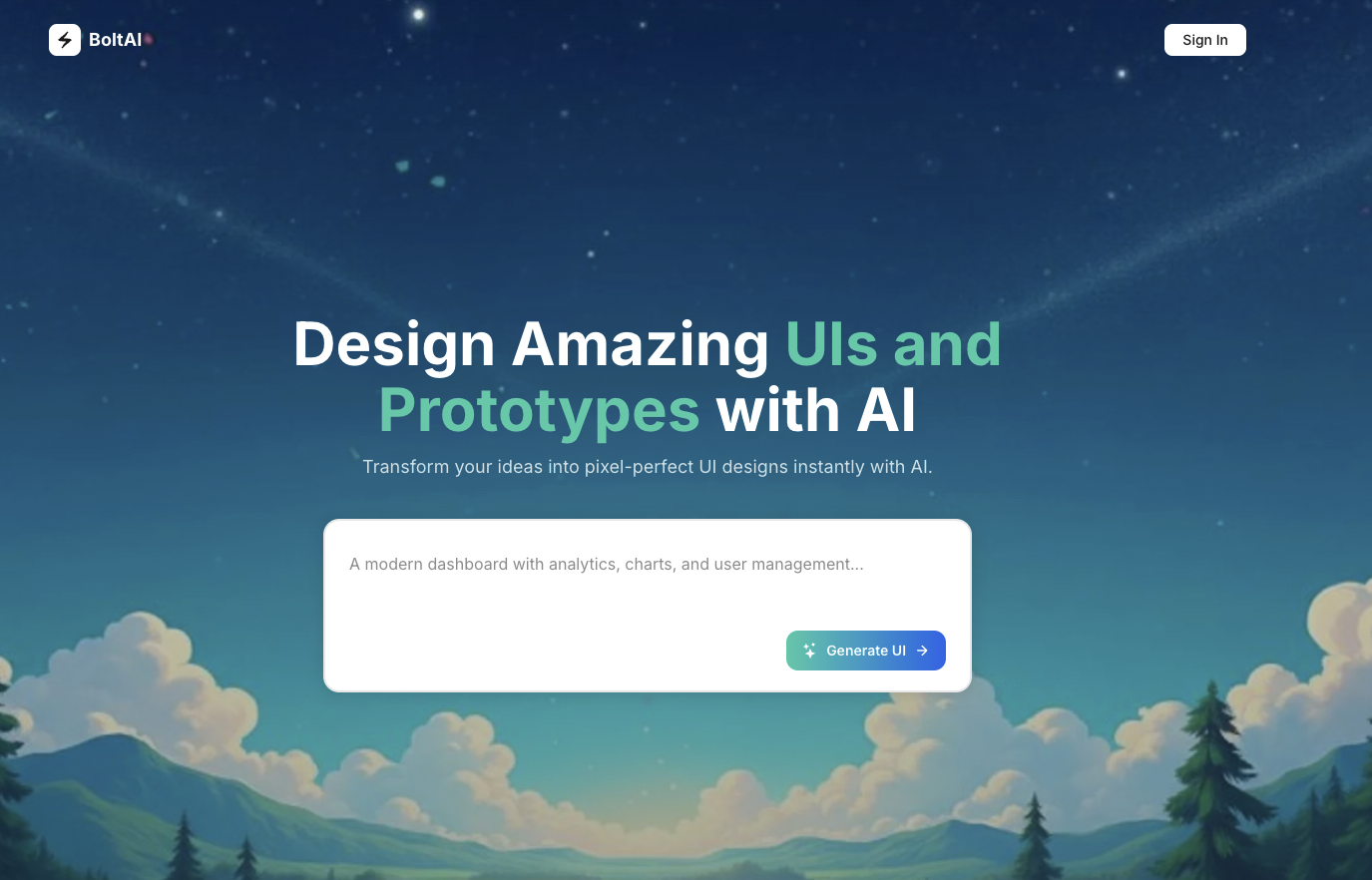 Bolt AI is a free tool for website design