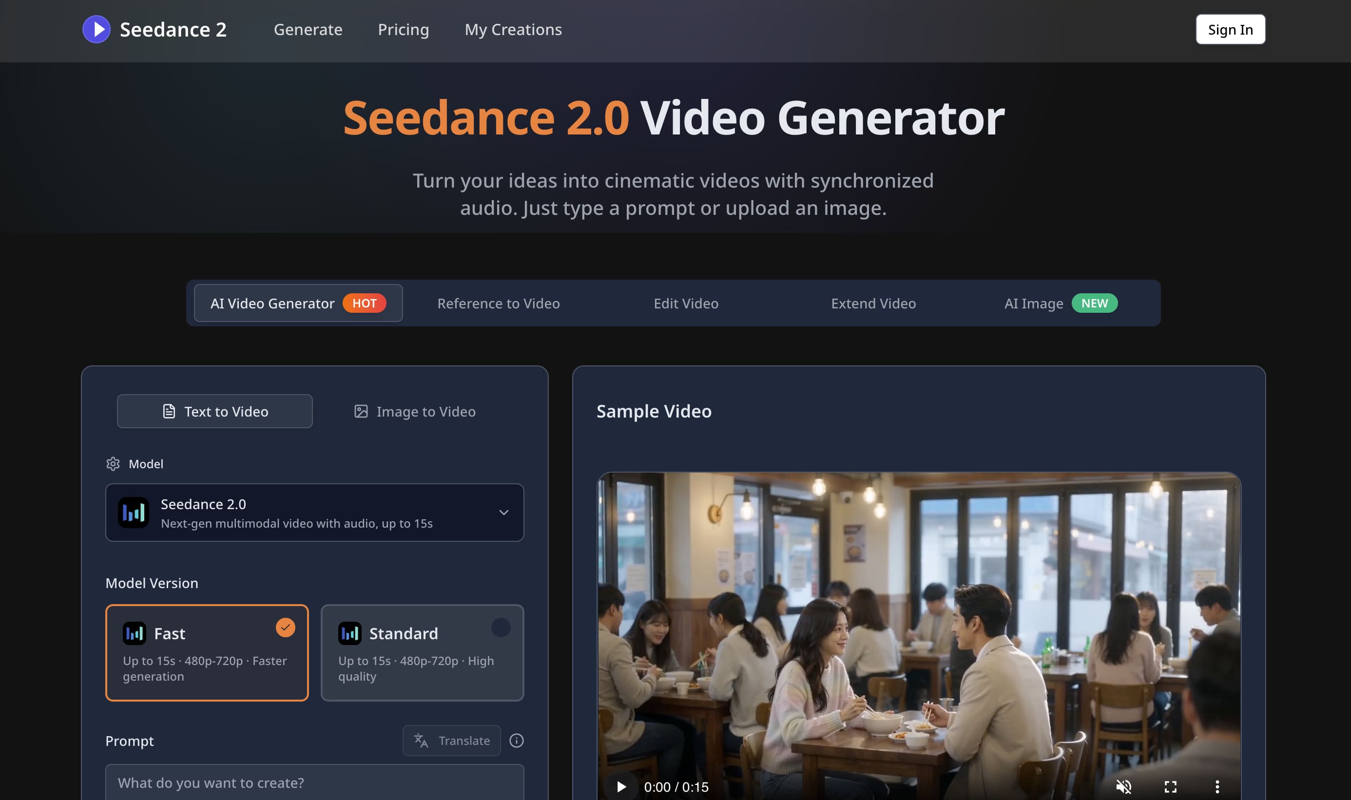 Cinematic AI Video Generator – Seedance 2.0