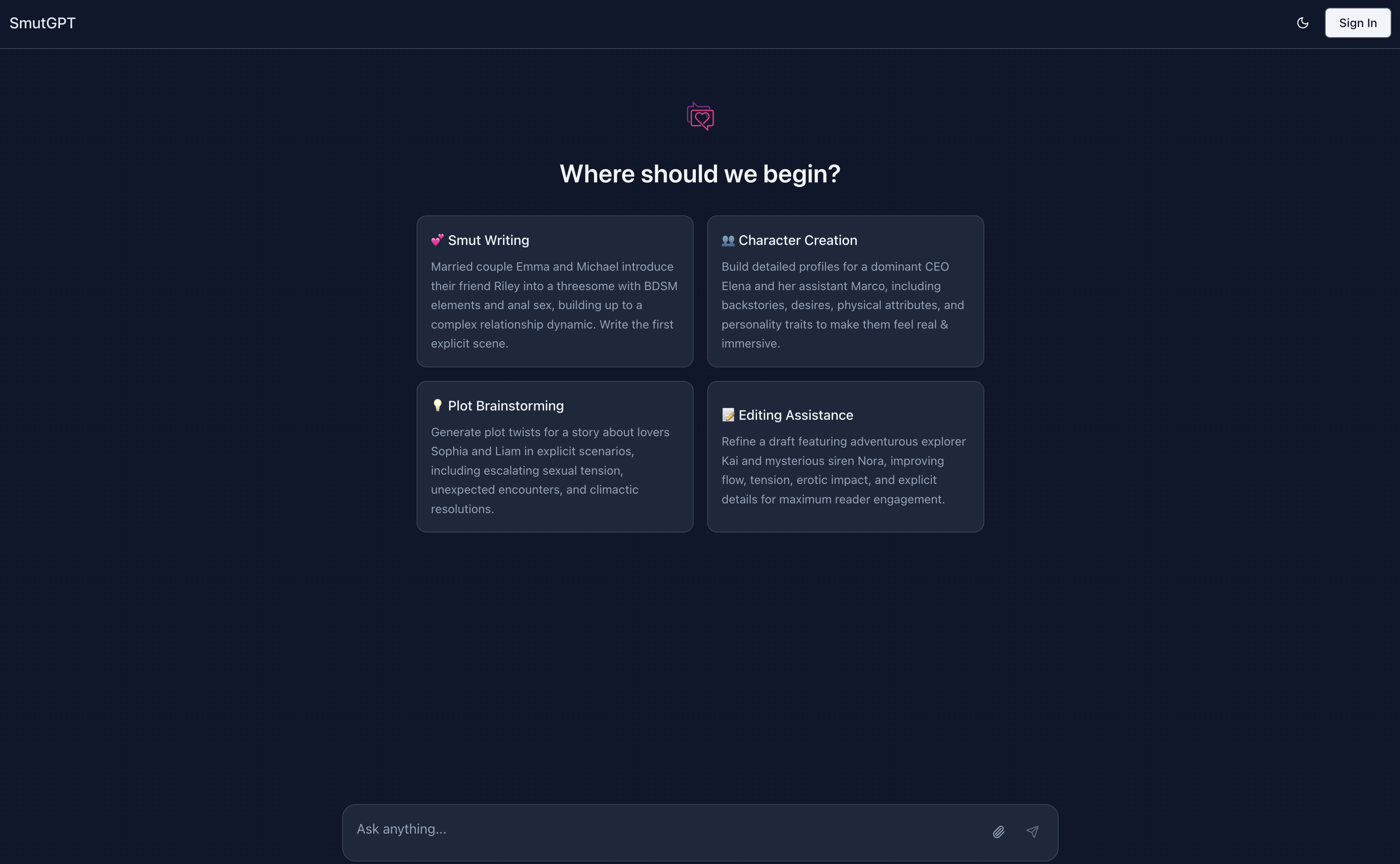 Chat Assistant for Smut Writing (NSFW & Uncensored