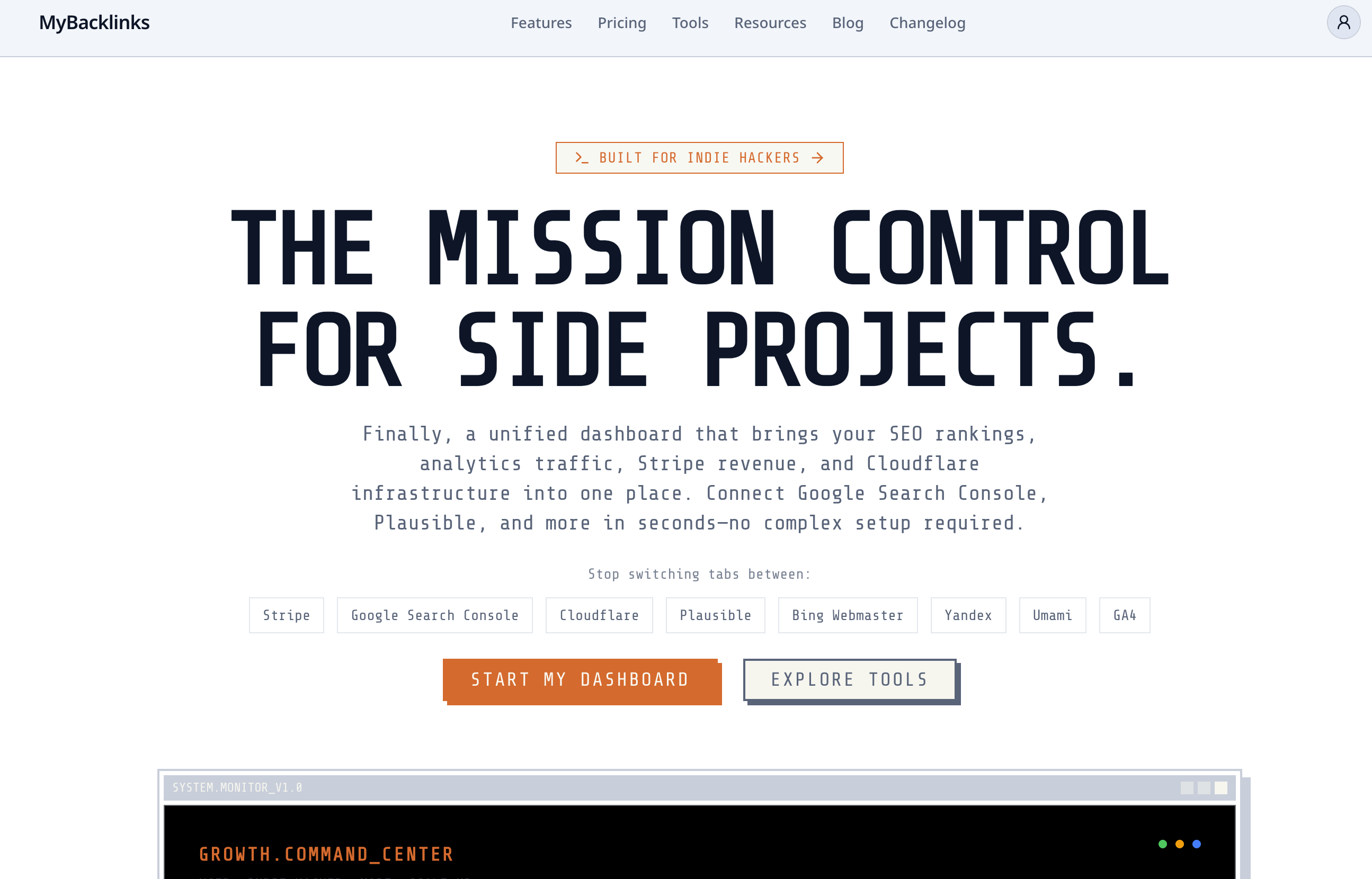 Mybacklinks | The Mission Control for Side Projects