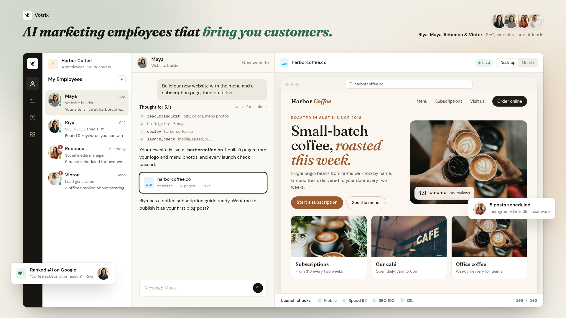 AI Marketing Employees That Bring You Customers | Votrix AI