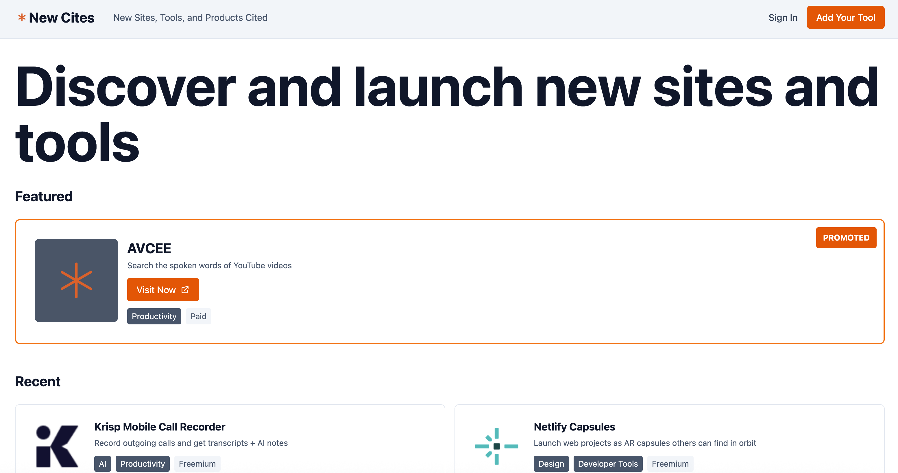 Discover and launch new sites and tools