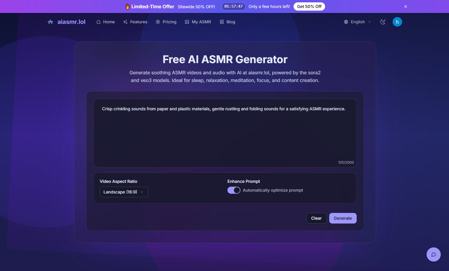 AI ASMR Generator: Create ASMR Video & Audio with AI | aiasmr.lo