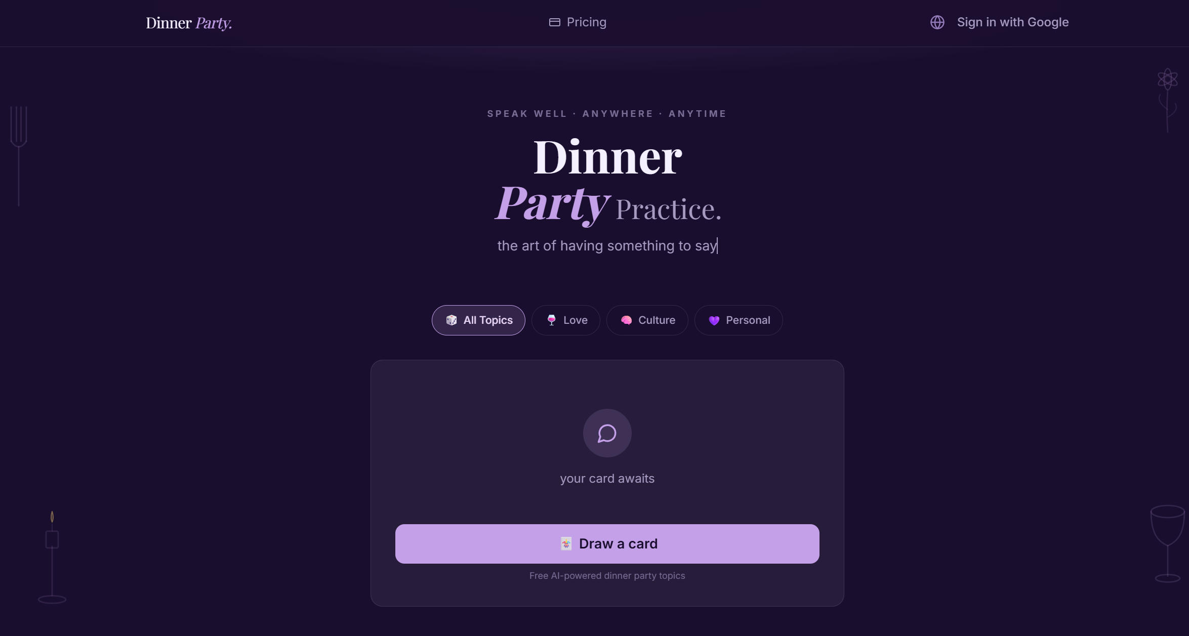 Dinner Party Practice