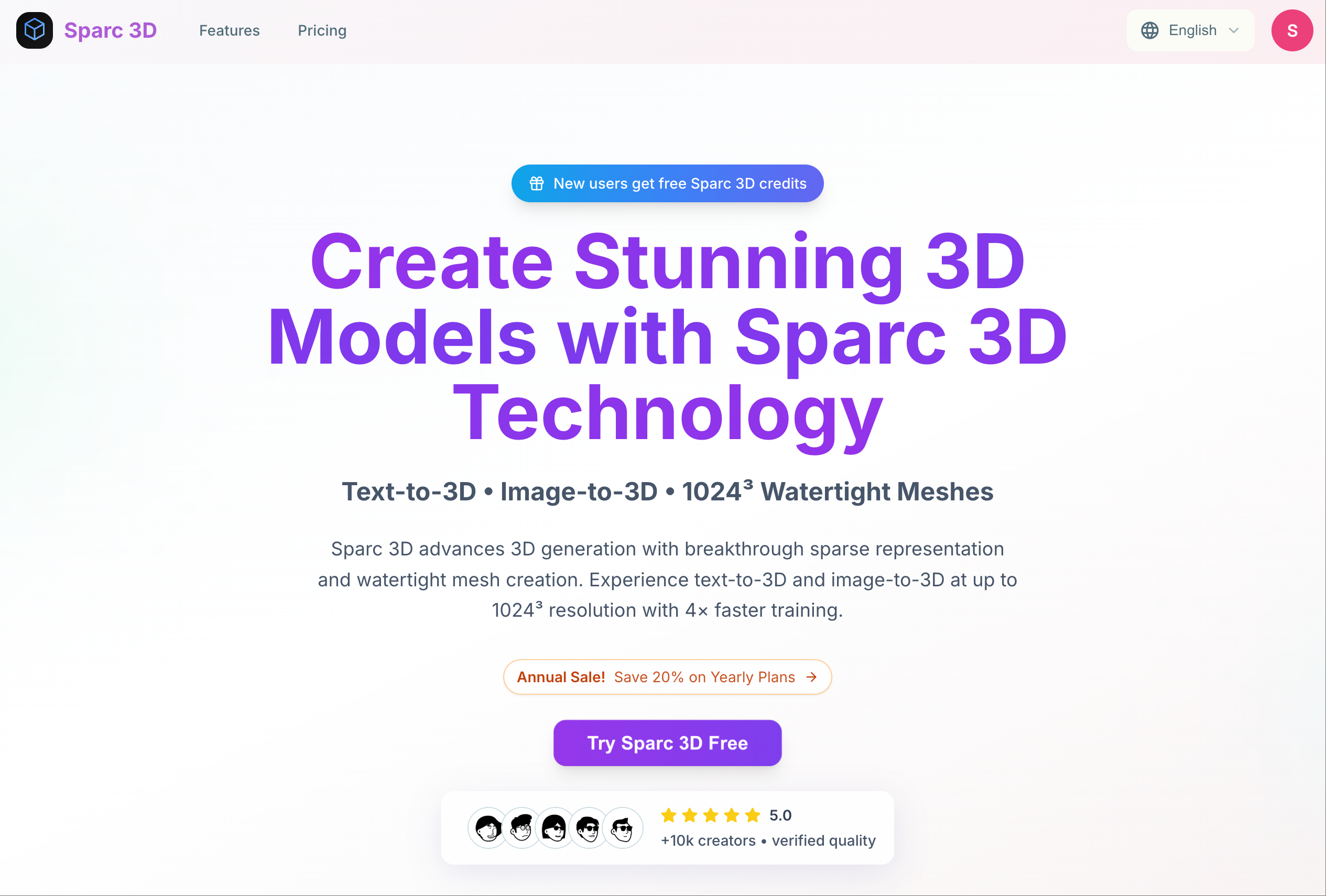 Sparc 3D - High‑Resolution 3D Generation | Convert Image To 3D