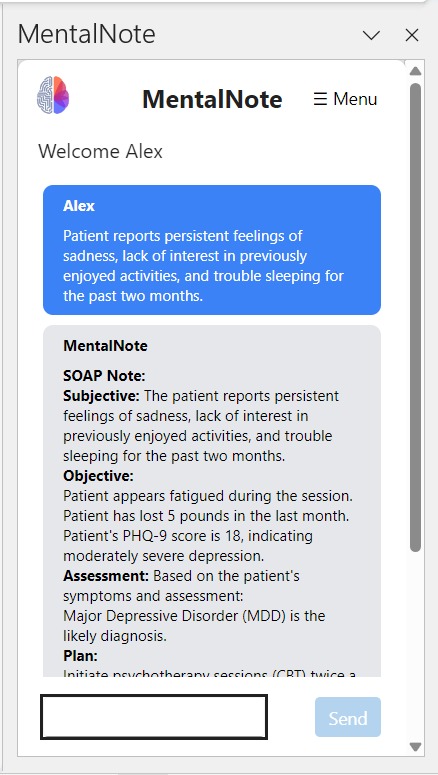 MentalNote is a Microsoft Word add-in that generates structured clinical notes: SOAP, DAP, BIRP, and other therapy documentation formats in seconds, helping mental health professionals spend less time on paperwork and more time with clients.