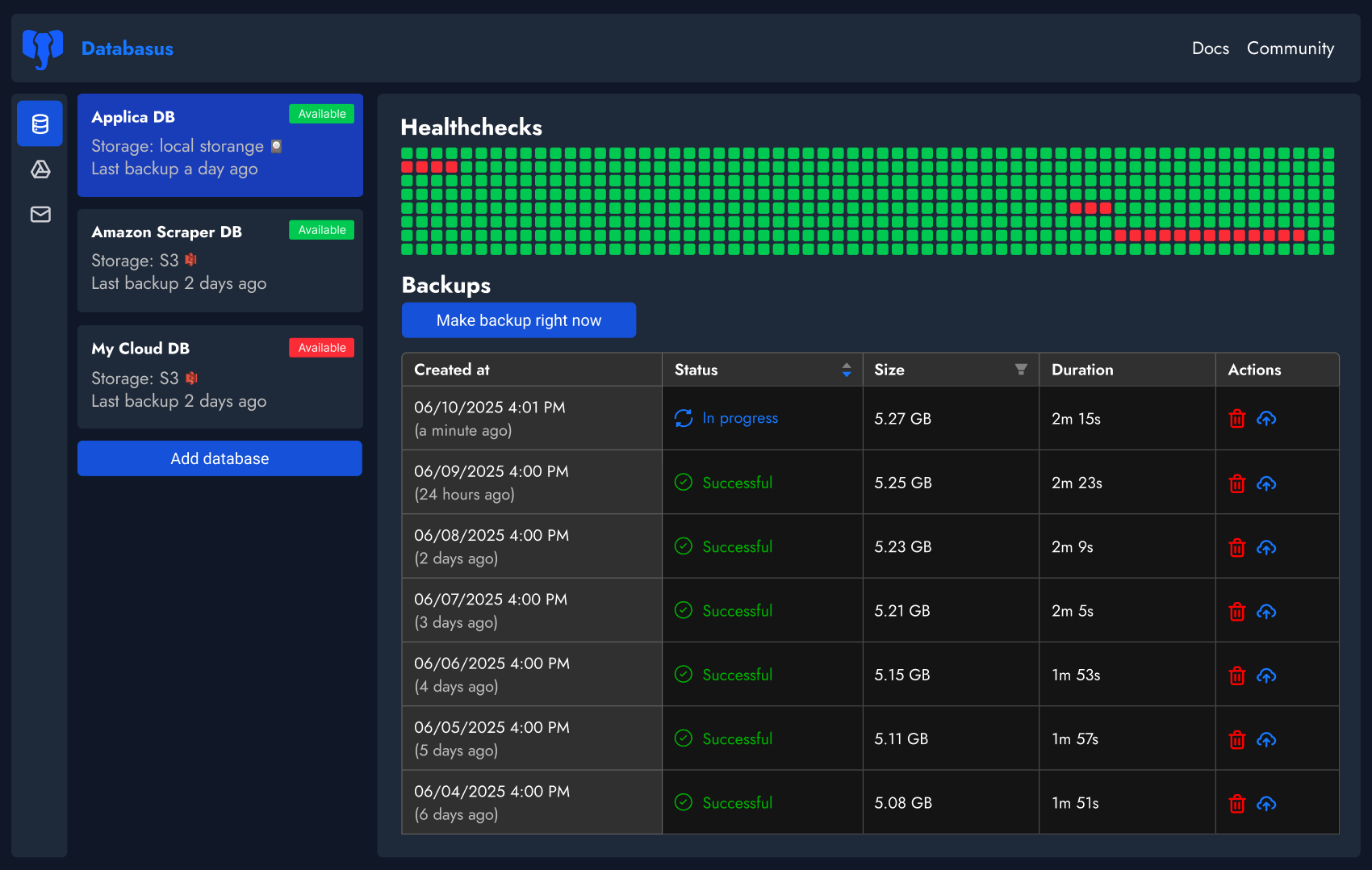 PostgreSQL backup tool (with MySQL and MongoDB support)