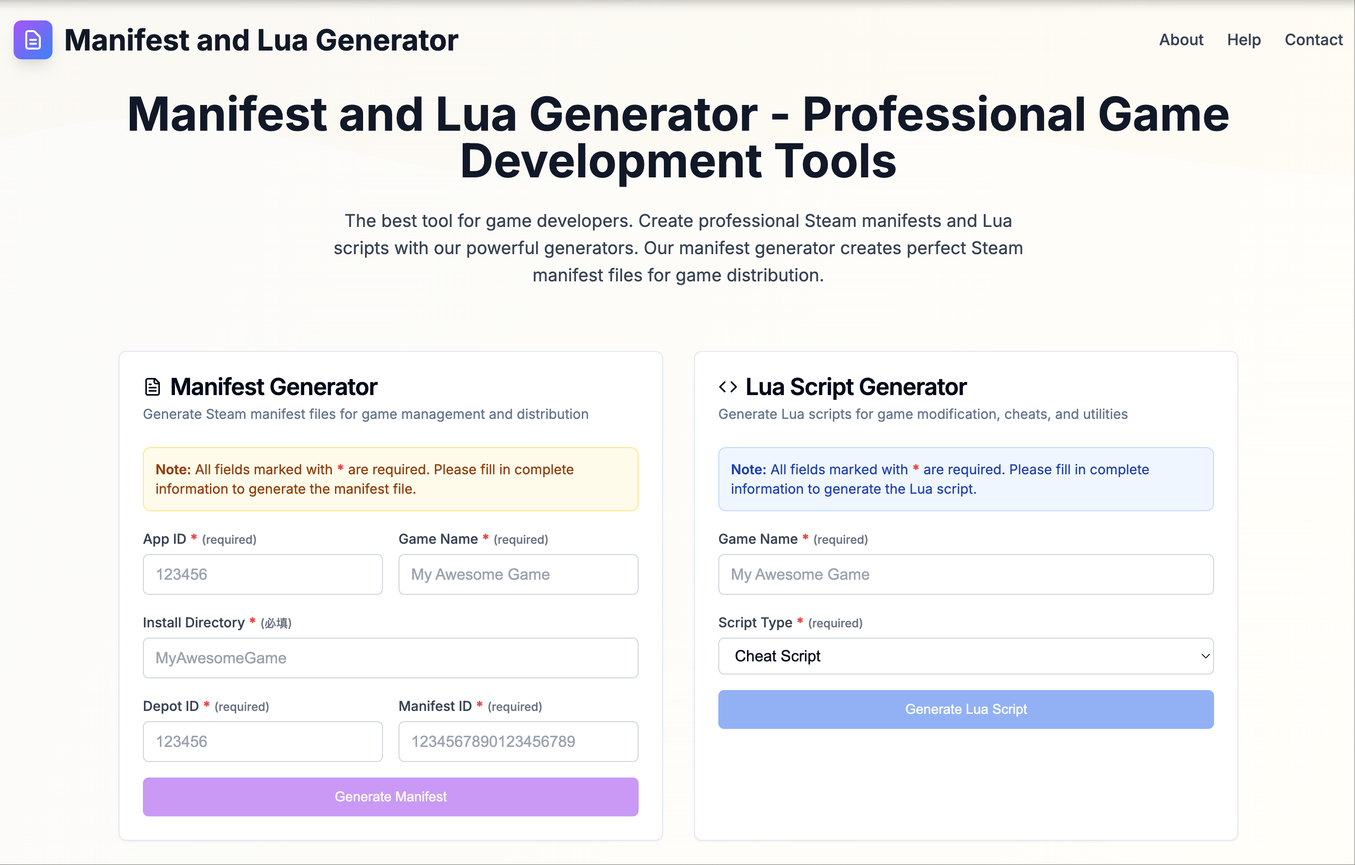 Manifest and Lua Generator - Professional Game Development Tools