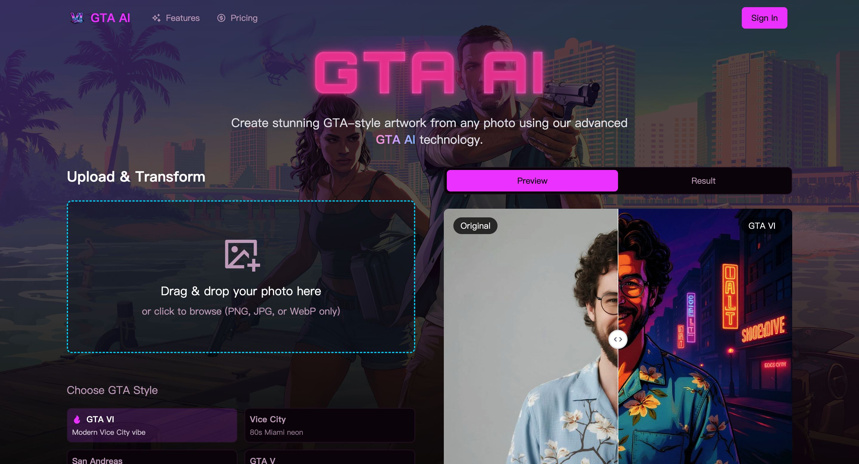 GTA AI - Convert Your Photos to Stunning GTA Style Artwork
