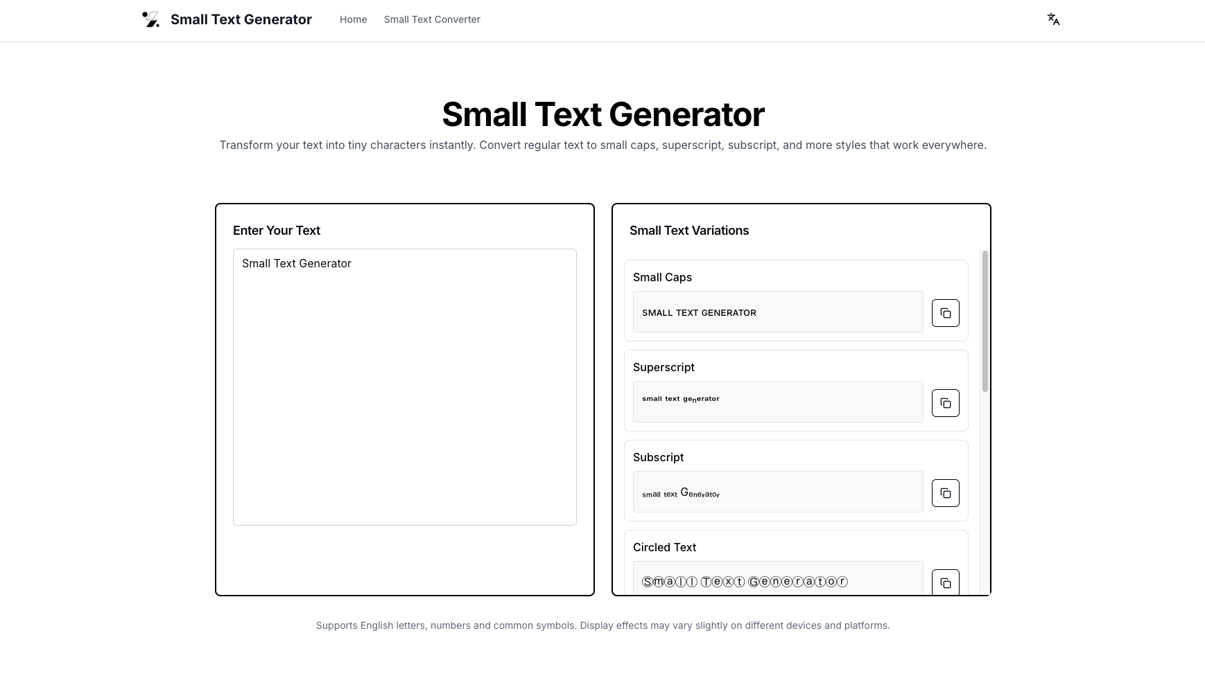 Small Text Generator - Fancy & Tiny Text (Copy & Paste)
