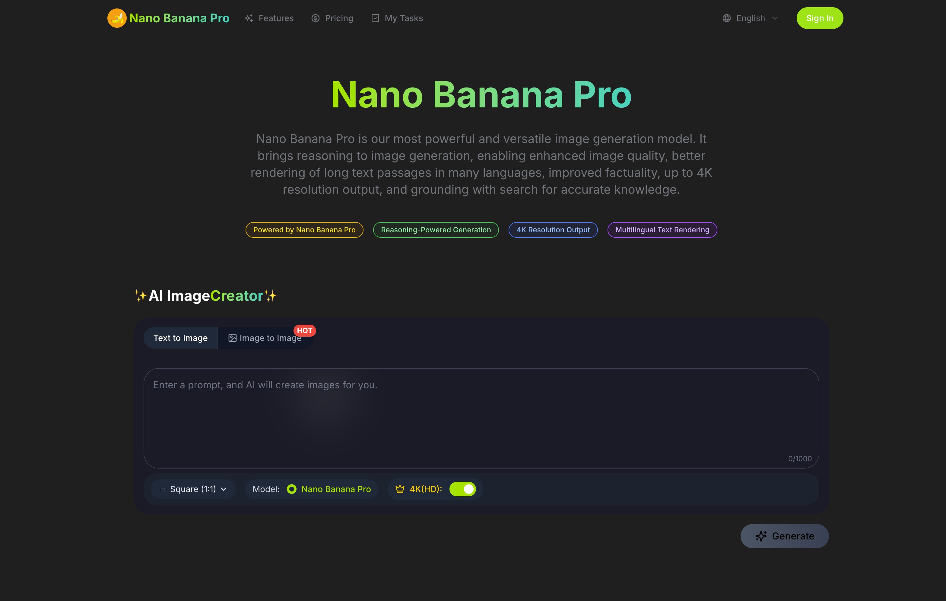 Nano Banana Pro: 4K AI Image Generator