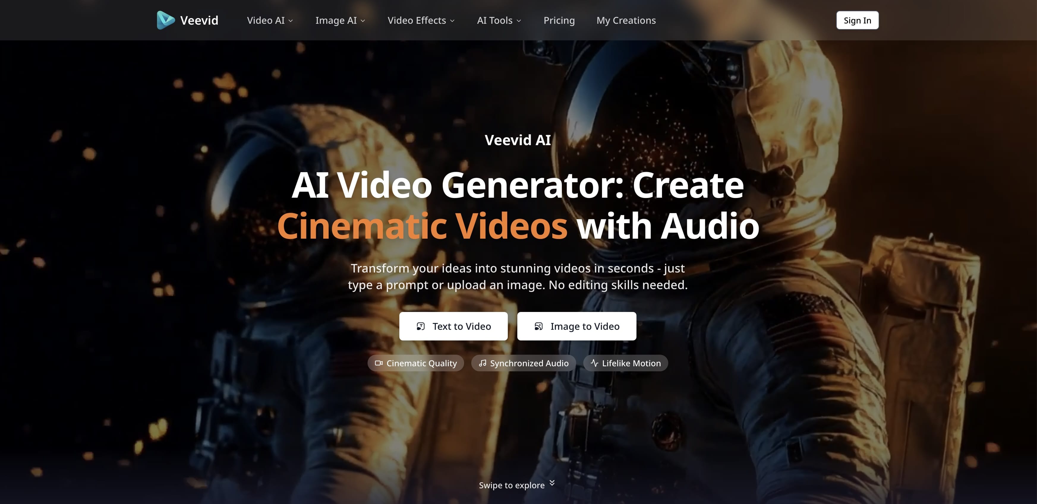 AI Video Generator - Create Cinematic Videos with Audio | Veevid