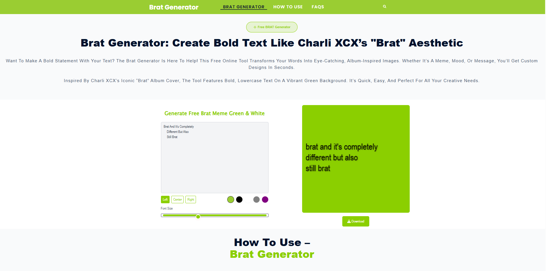 Brat Generator: Create Bold Text Like Charli XCX’s "Brat" Aesthetic