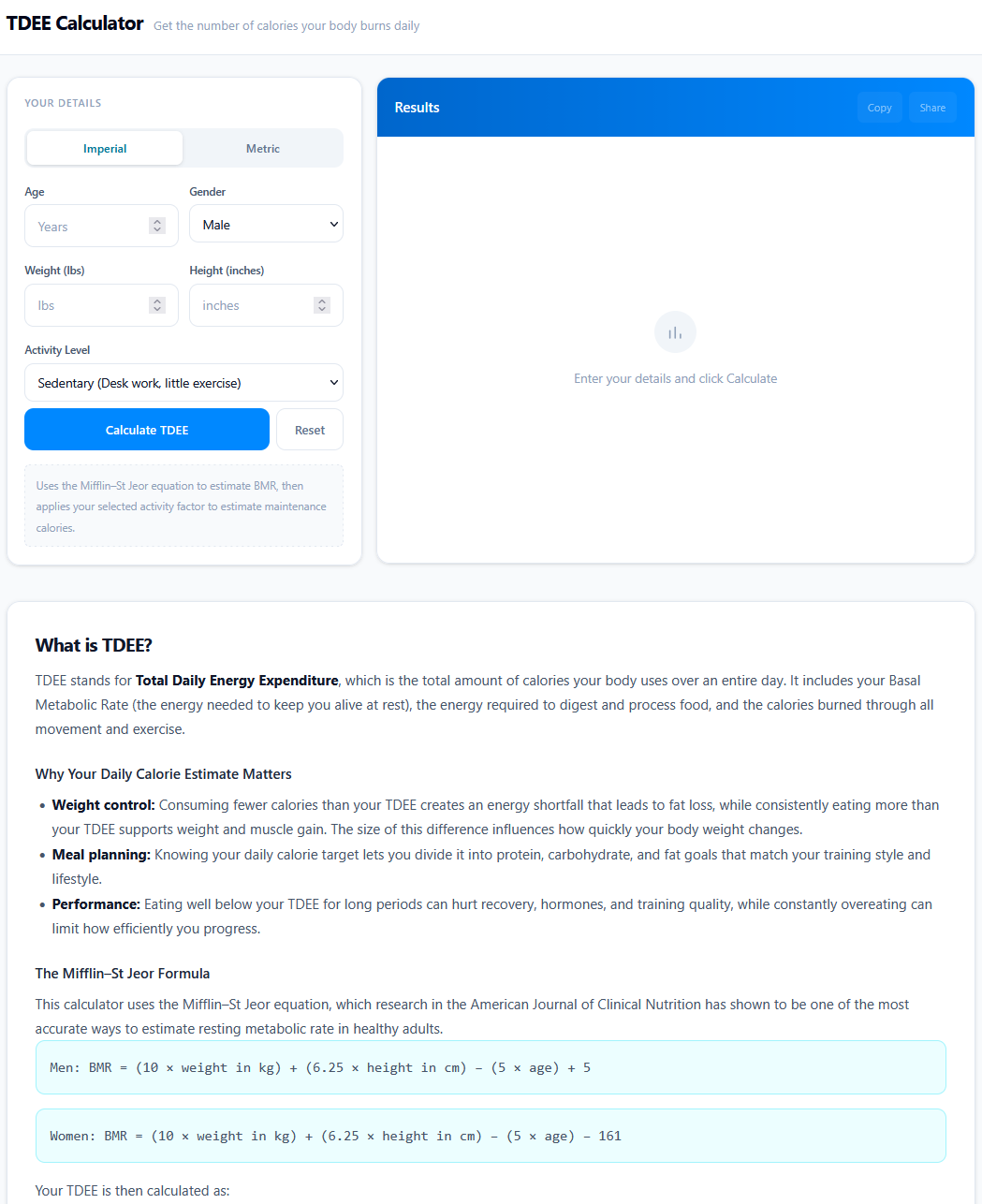 TDEE Calculator