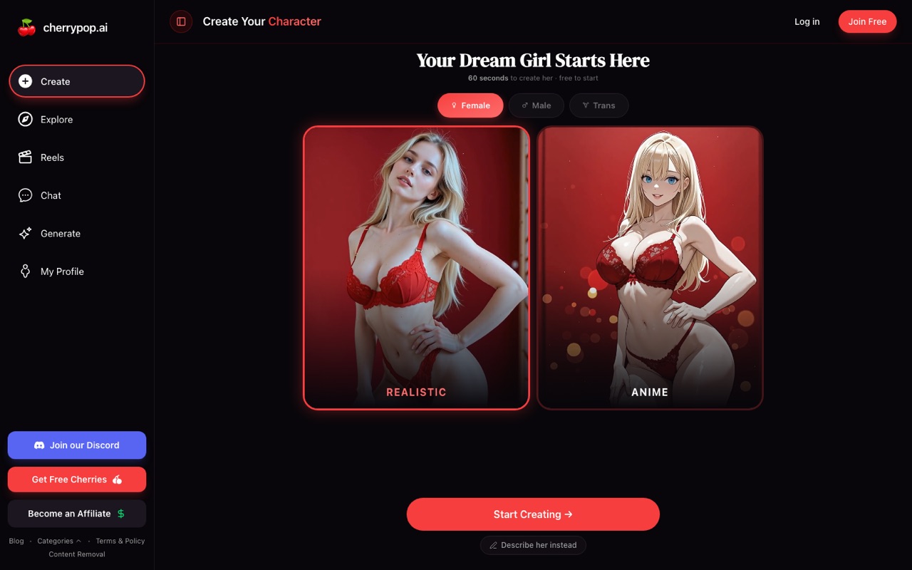Cherrypop.ai: AI companion chat with images and short video