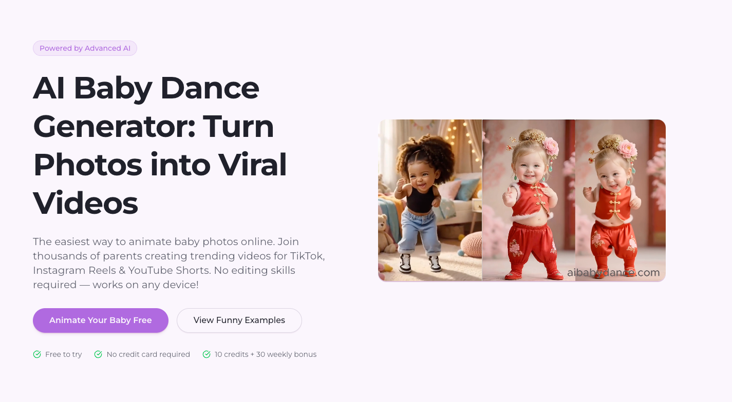 One-click AI: Baby photos → viral dance videos instantly
