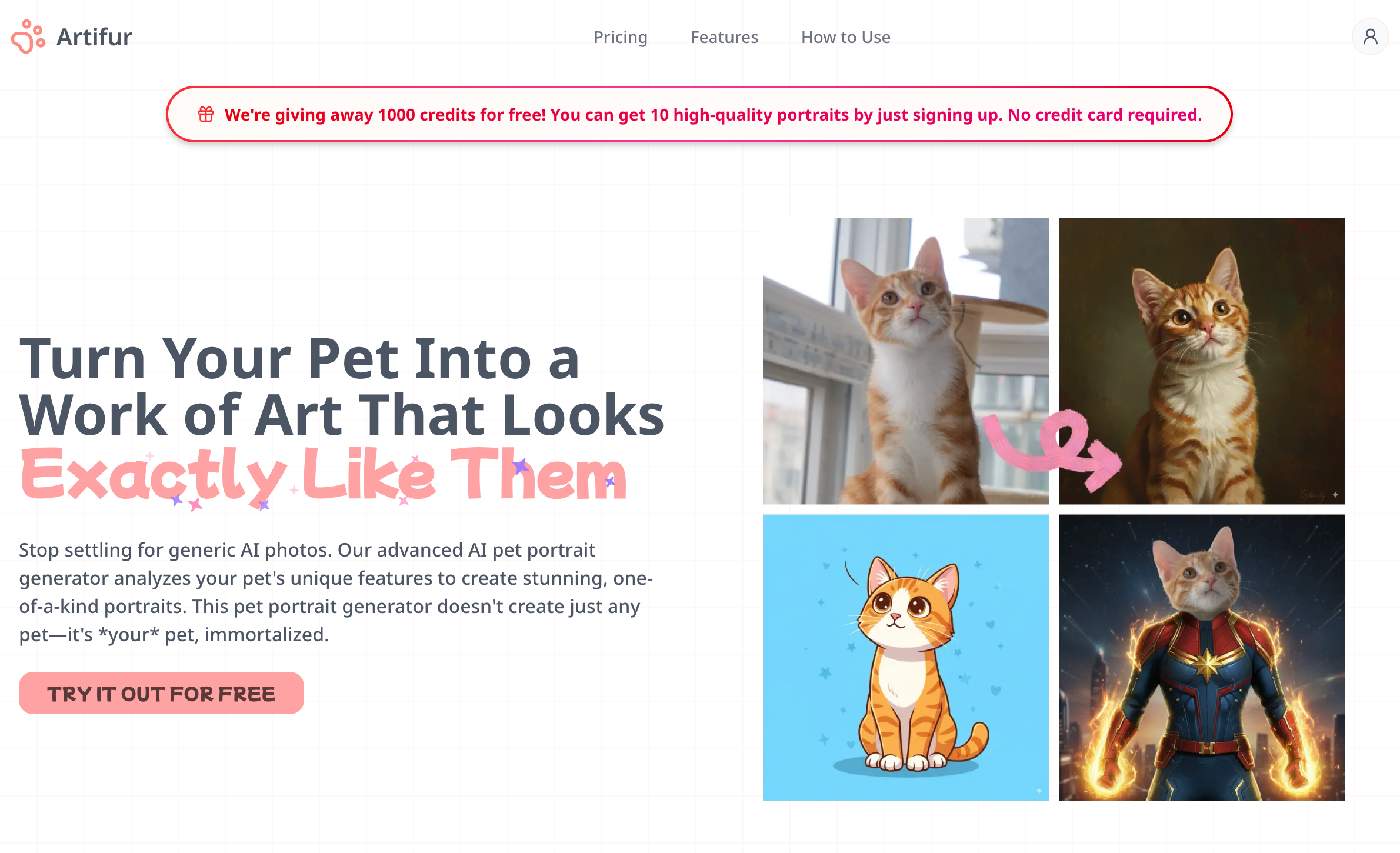 artifur, the AI pet portrait generator