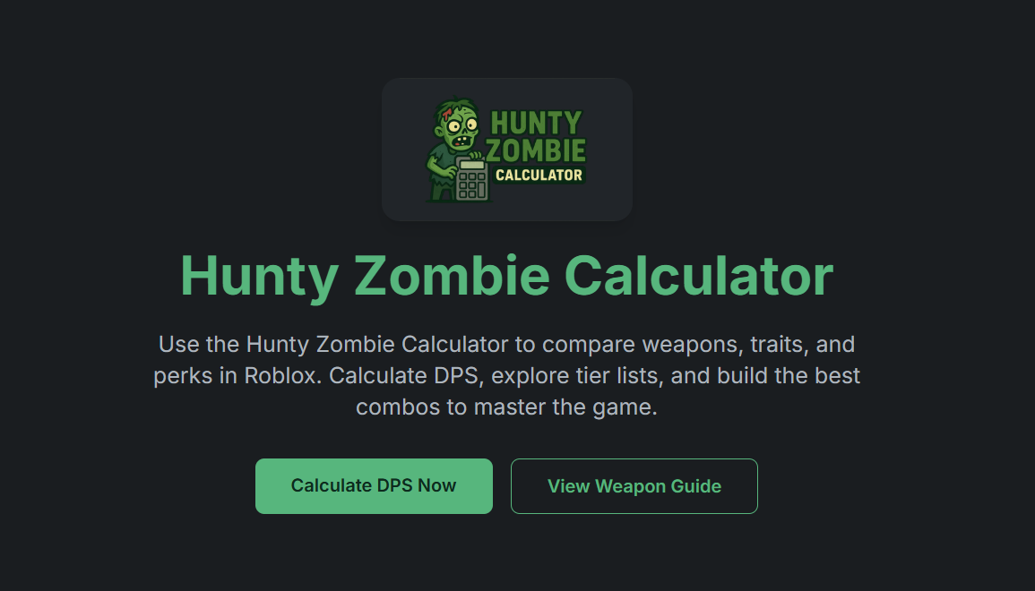 free Hunty Zombie DPS calculator