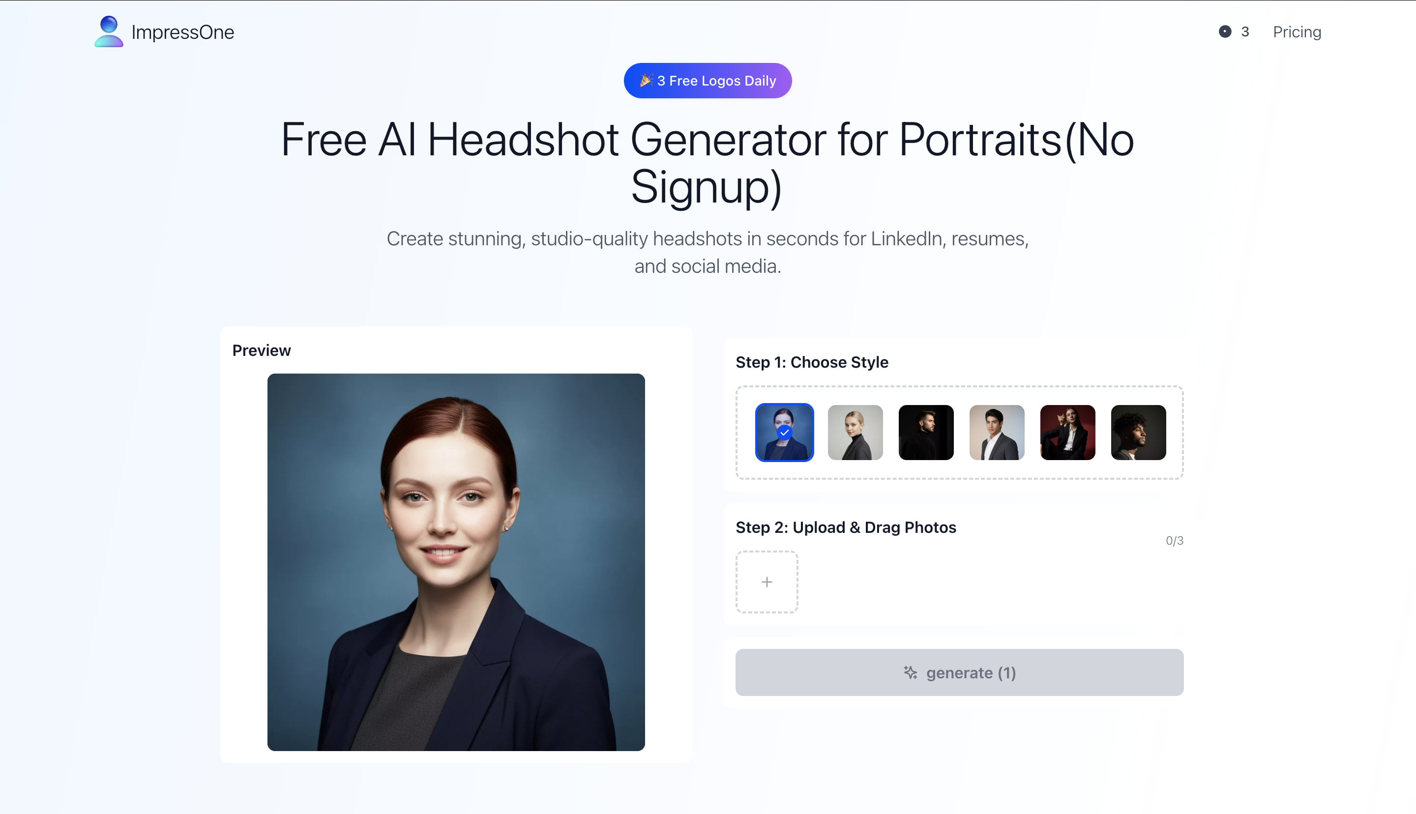 Free AI Headshot Generator for Portraits(No Signup)