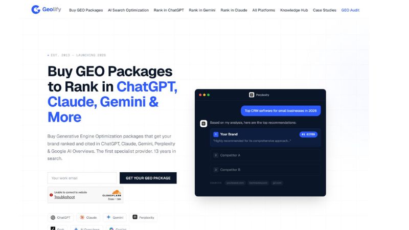 Geolify helps brands rank inside AI search platforms like ChatGPT, Gemini, Claude, and Perplexity through Generative Engine Optimization (GEO).